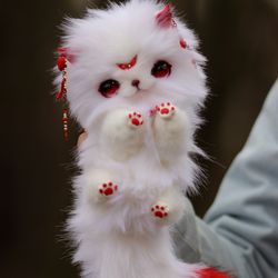 ON ORDER Kitten Fluffy Red Moon cat, kitten, fur cat, white kitten, fur cat, fluffy doll, stuffed doll, fur doll