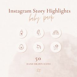 baby & pregnancy instagram highlights / instagram minimalist story covers / social media icons / blogger mother kit