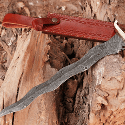 Hand Forged Damascus Steel Dagger Double Edge Sword For Warrior
