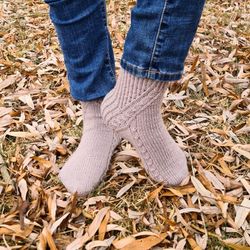Cozy patterned socks with a designer heel