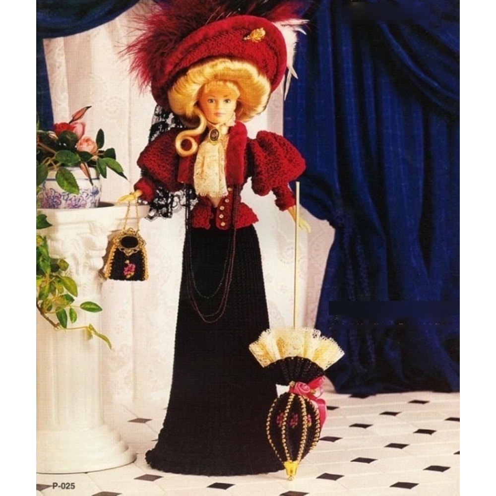 Victorian Fashion late 19th century doll Barbie gown crochet vintage pattern.jpg