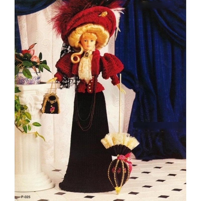 Victorian Fashion late 19th century doll Barbie gown crochet vintage pattern.jpg