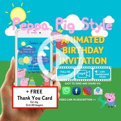 Peppa Pig Video Invitation without photo Personalized For you, Animated Invitation, Birthday Invitation, Kids Invitation