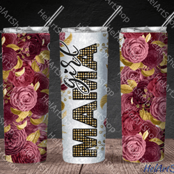 girl mama tumbler png sublimation, floral skinny tumbler 20oz
