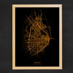 Mobile City Map, Mobile - United States City Map Poster