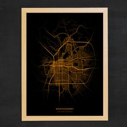 Montgomery City Map, Montgomery - United States City Map Poster