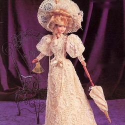 crochet pattern PDF-Fashion doll Barbie- early 20th century Brides Going Away Dress-vintage pattern-Doll dress pattern