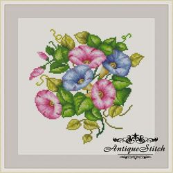 Morning Glory 76 Vintage Cross Stitch Pattern PDF Garden Flowers embroidery Compatible Pattern Keeper