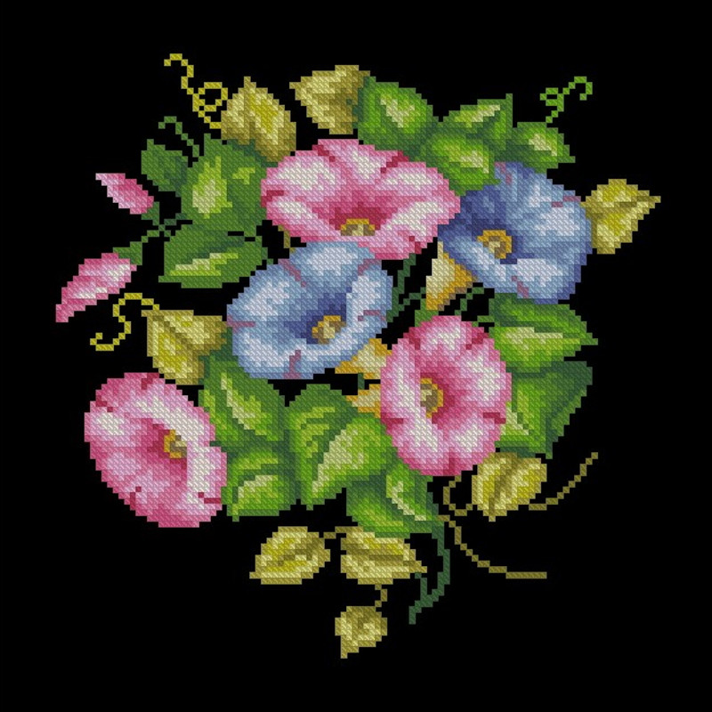 Morning Glory vintage pattern cross stitch