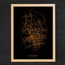 tuscaloosa city map, city of tuscaloosa, united states map poster