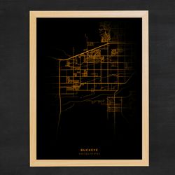 buckeye city map, city of buckeye, united states map poster