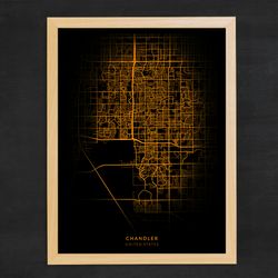 chandler city map, city of chandler, united states map poster