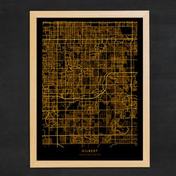 Gilbert City Map, City of Gilbert, United States Map Poster