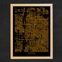 Glendale City Map, City of Glendale, United States Map Poster