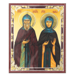 Saint Cyril and his wife Maria | Handmade Russian icon  | Size: 2,5" x 3,5"