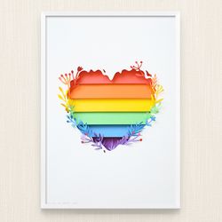 LGBTQ Flag Art print, Digital file, Printable poster, Wall art, Instant download, Printable art, Digital illustration