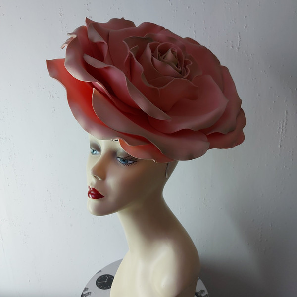 Large pink flower Fascinator Kentucky Derby Hat.jpg