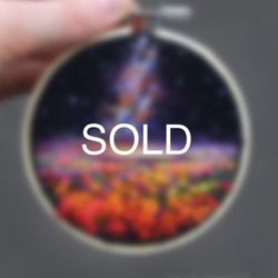 (9cm) Embroidered & needle felted Space painting