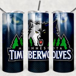 minnesota timberwolves tumbler wrap design - jpeg & png - sublimation printing - nba - basketball - 20oz skinny tumbler