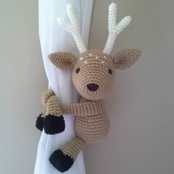 Bambi - Deer curtain tieback crochet PATTERN, right or left tieback pattern PDF instant download