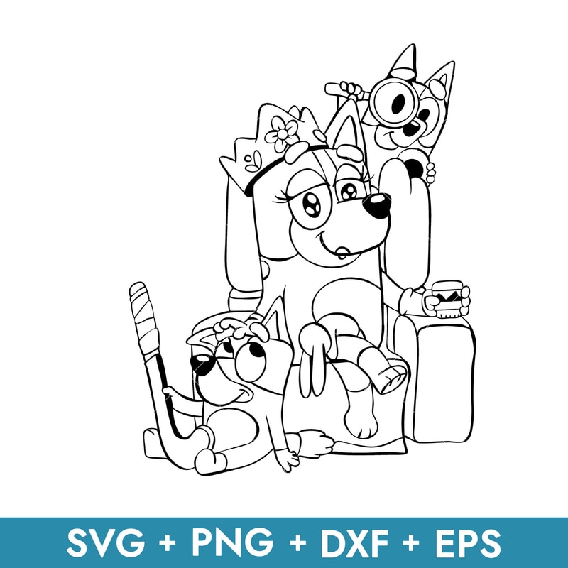 Bluey Mum Chilli with bluey and bingo