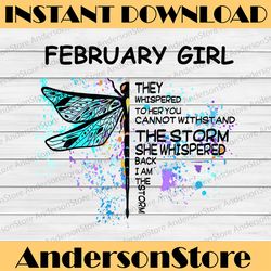 february girl hippie - whisper words of wisdom png, birthday gift, february birthday/ instant download/png printable