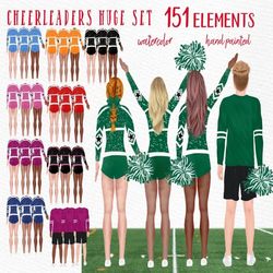 cheerleaders bundle clipart: "girls clipart" boy male cheerleaders best friends sports team cheerleaders uniforms school