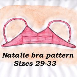 Wireless bra pattern plus size, Natalie, Sizes 29-33, Linen bra sewing pattern, Plus size bra pattern no underwire