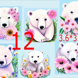 Illustrations of a polar bear, Scrapbooking Card Set, Pocket Card -3