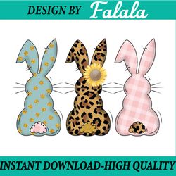 digital png file - happy easter bunny rabbit trio - blush floral, leopard cheetah, easter png, digital download