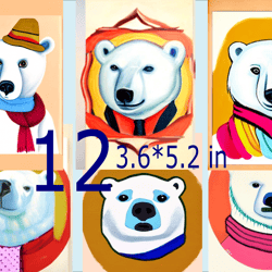Illustrations of a polar bear, Scrapbooking Card Set, Pocket Card -9