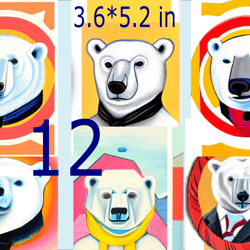Illustrations of a polar bear, Scrapbooking Card Set, Pocket Card -10