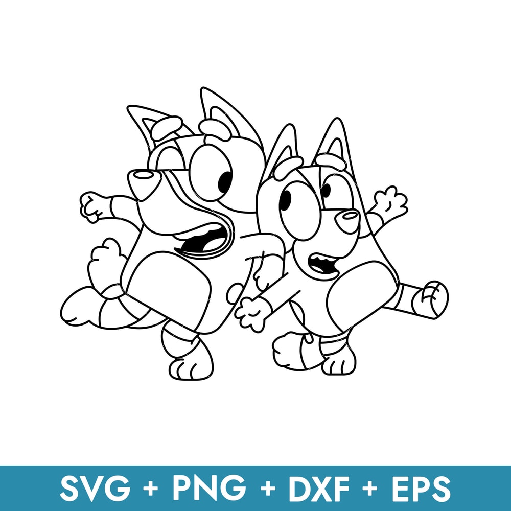 Bluey and Bingo in svg, transparent png, dxf, eps formats ready for download