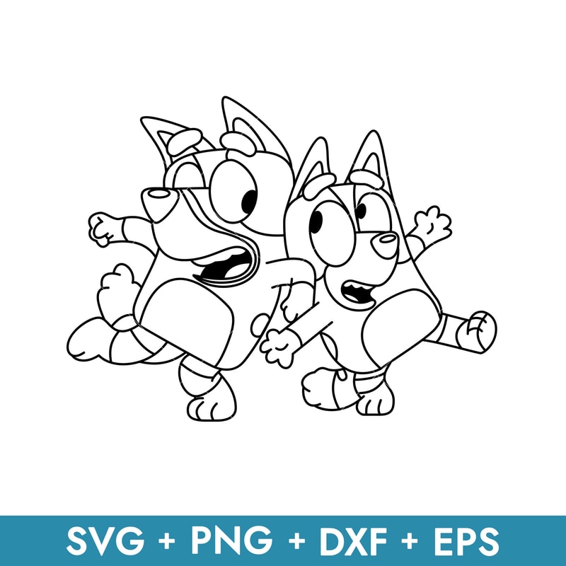Bluey and Bingo in svg, transparent png, dxf, eps formats ready for download