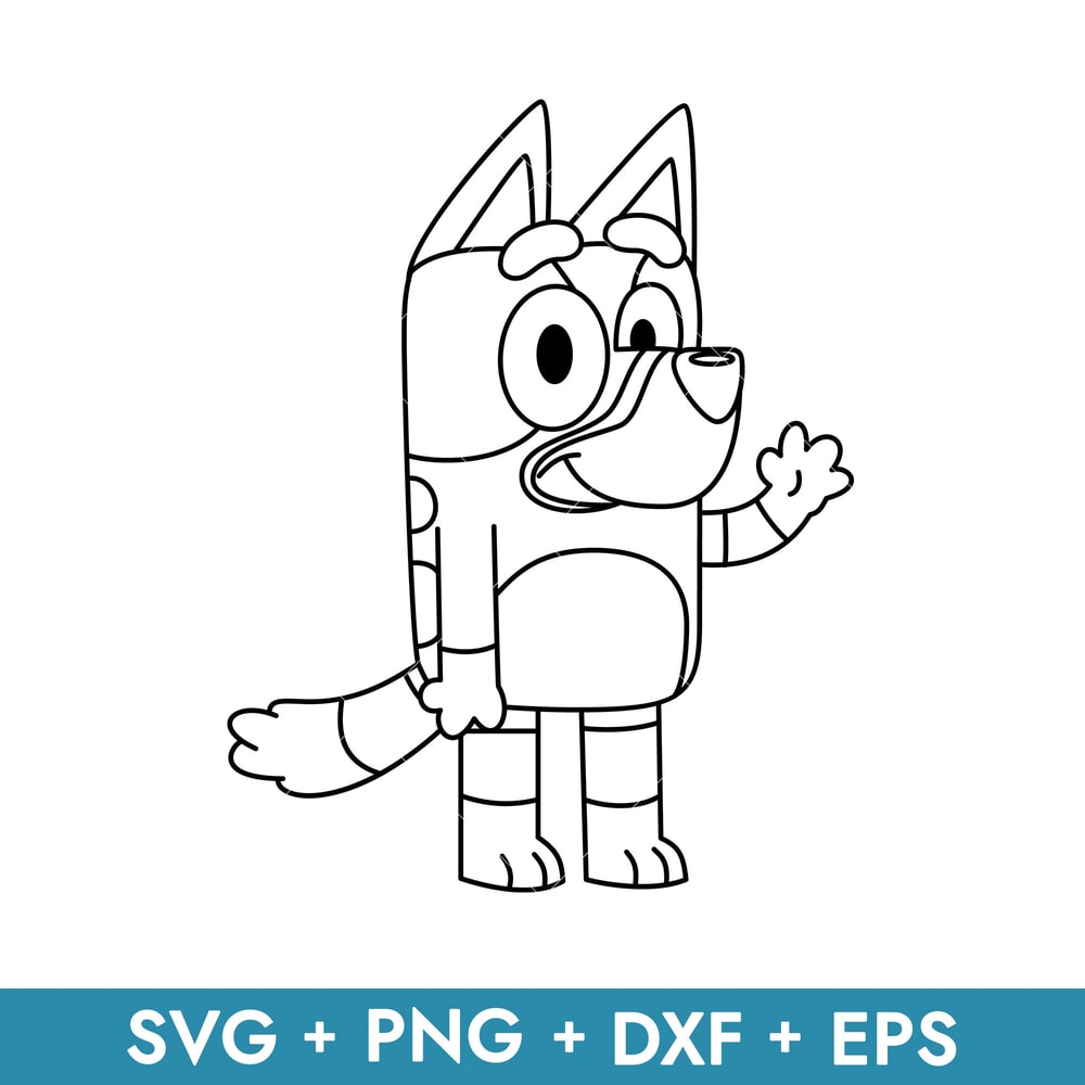 Bluey Heeler Outline in svg, transparent png, dxf, eps formats ready for download