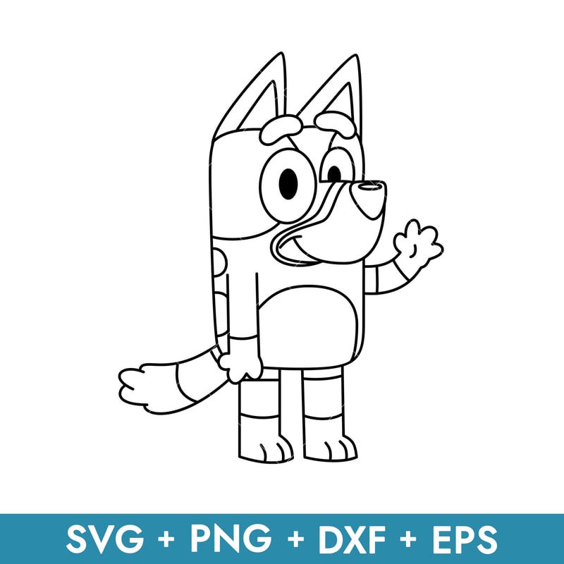 Bluey Heeler Outline in svg, transparent png, dxf, eps formats ready for download