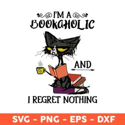 black cat i'm a bookaholic svg, i'm a bookaholic svg, black cat svg, cat svg, svg, svg, eps, dxf, png - download file