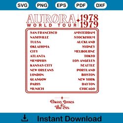 aurora world tour 1979 png, jones aurora world tour concert sublimation