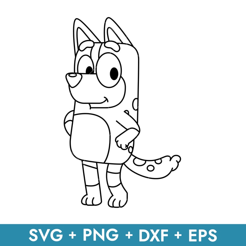 Bluey Chilli Mum Outline in svg, transparent png, dxf, eps formats ready for download