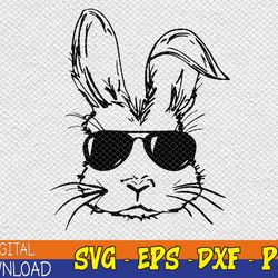 sunglass bunny face black happy easter day svg, eps, png, dxf, digital download