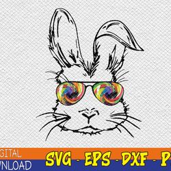 sunglass bunny face tie dye happy easter day svg, eps, png, dxf, digital download
