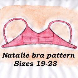 First bra pattern, Teen girl bra pattern, Linen bra sewing pattern, Natalie, Sizes 19-23, Cotton bra pattern small size