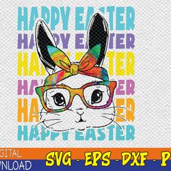easter bunny tie dye rabbit happy easter day family matching svg, eps, png, dxf, digital download