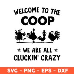 chicken welcome to the coop svg, we are all cluckin crazy svg, chicken svg, aniamls svg, eps, dxf, png - download file