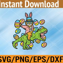 cat easter bunny riding dino trex egg hunt dinosaur boys kid svg, eps, png, dxf, digital download