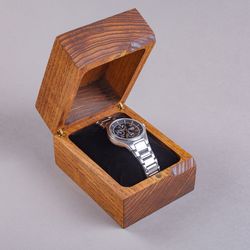 Solid wood watch organizer Engraved display case Small wooden jewelry box Lawyer gift watch storage Personalized gift