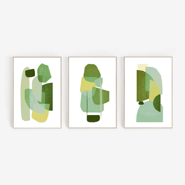 3 abstract prints in green and yellow tones are available for download