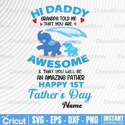 personalized name cute elephants grandpa told me that you are awesome and that you will be an amazing father elephant