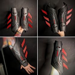 Red hood bracers (gauntlets) for cosplay