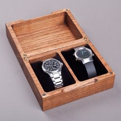 Wooden watch box Christmas gift for men women Handcrafted small jewelry box Craft show display case Engraved organizer
